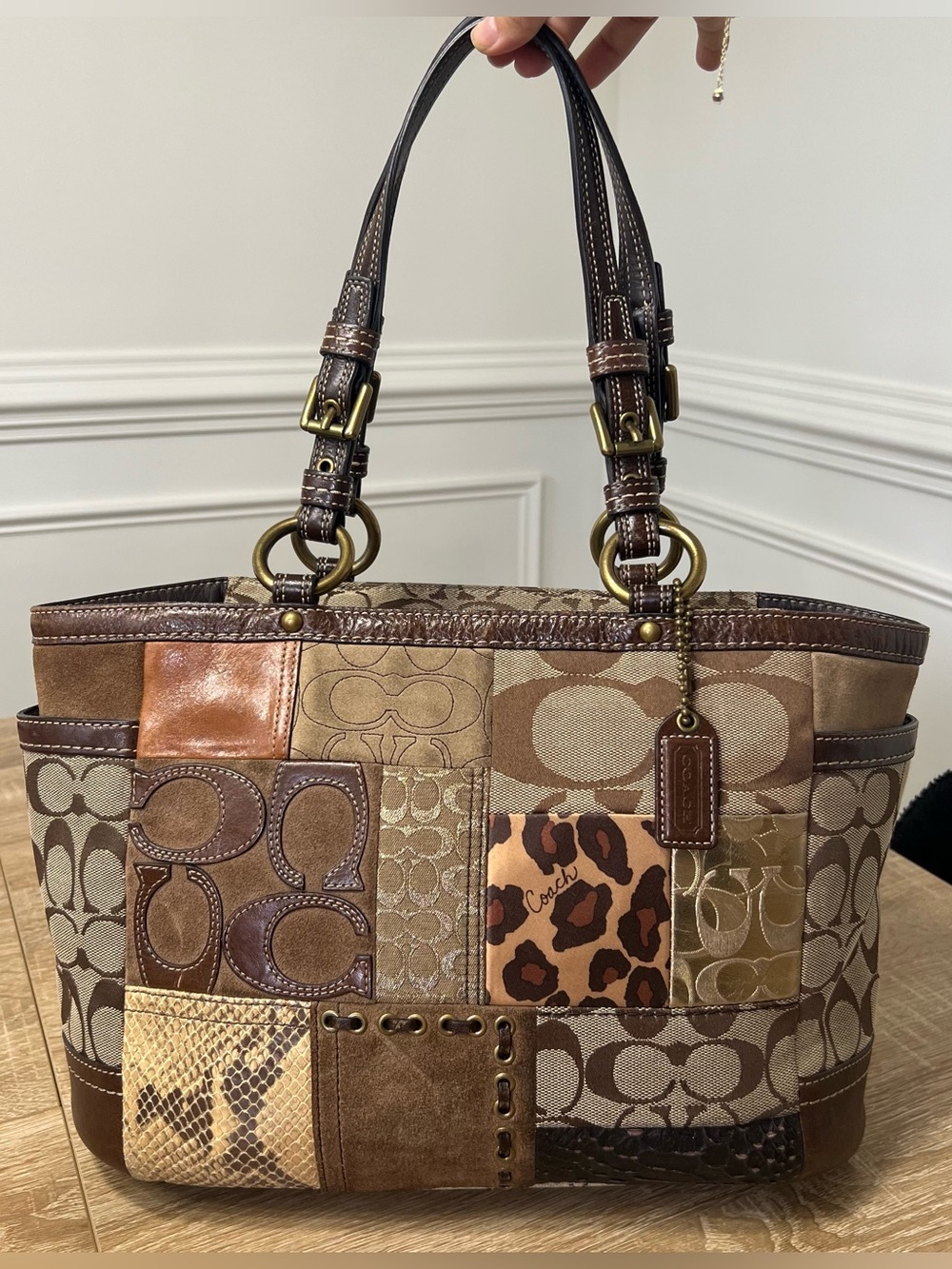 Vintage Coach Animal Patchwork Gallery Tote